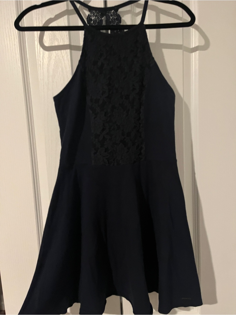 Navy Lace Back Halter Women’s Dress